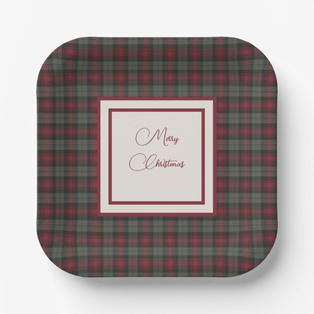 MacLachlan Scottish Tartan Christmas Paper Plates (Front)
