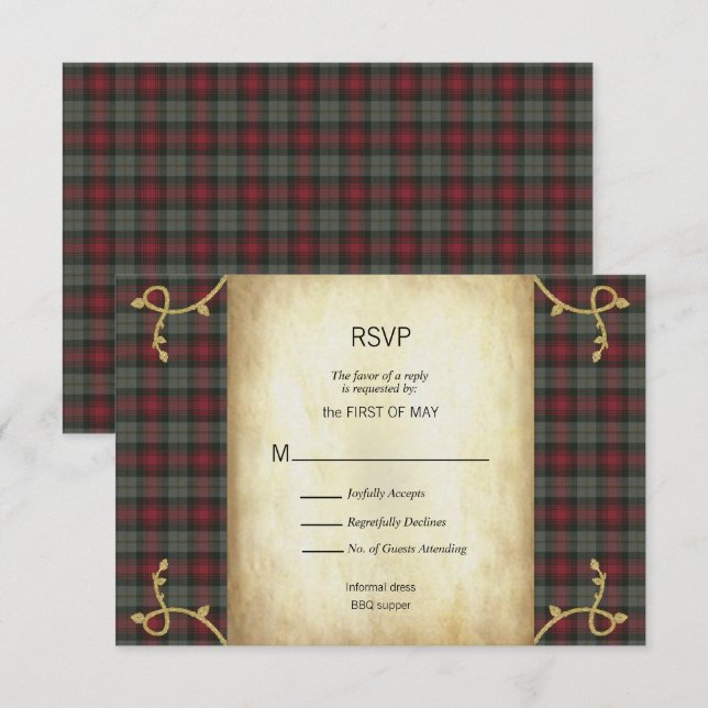 MacLachlan Scottish Tartan Garden Wedding RSVP (Front/Back)