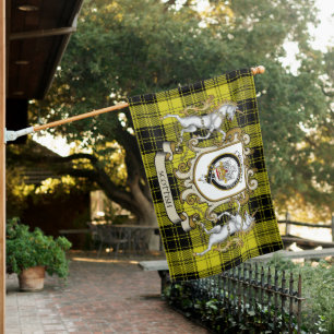 MacLachlan Tartan Flag Clan Badge With Lion Scotti
