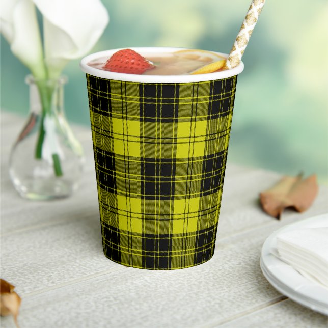 MacLachlan tartan yellow black plaid Paper Cups (Insitu)