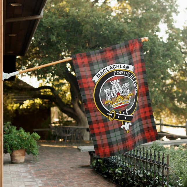 MacLachlan Weathered Tartan Flag Clan Badge (In SItu)