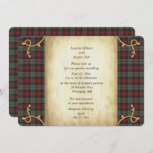 MacLachlan Weathered Tartan Garden Wedding Invitation