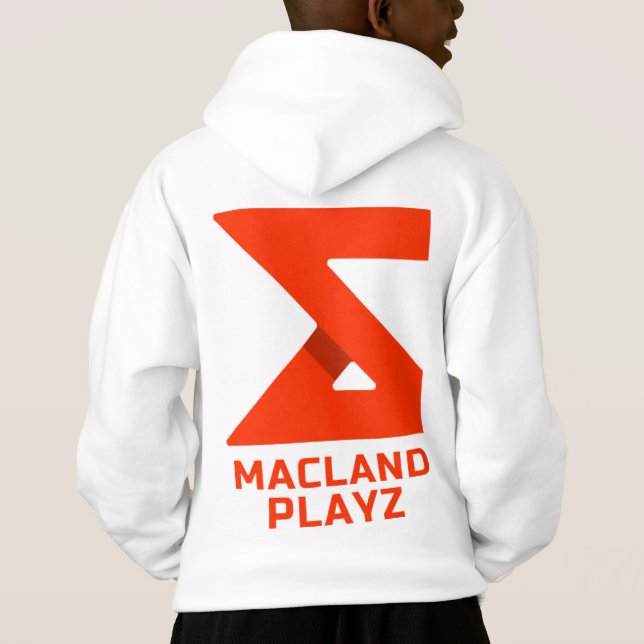 Macland Playz Official Merch Unisex White Hoodie (Back)