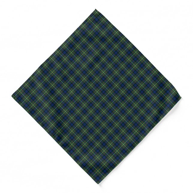 MacLaren Clan Blue and Green Scottish Tartan Bandana (Front)