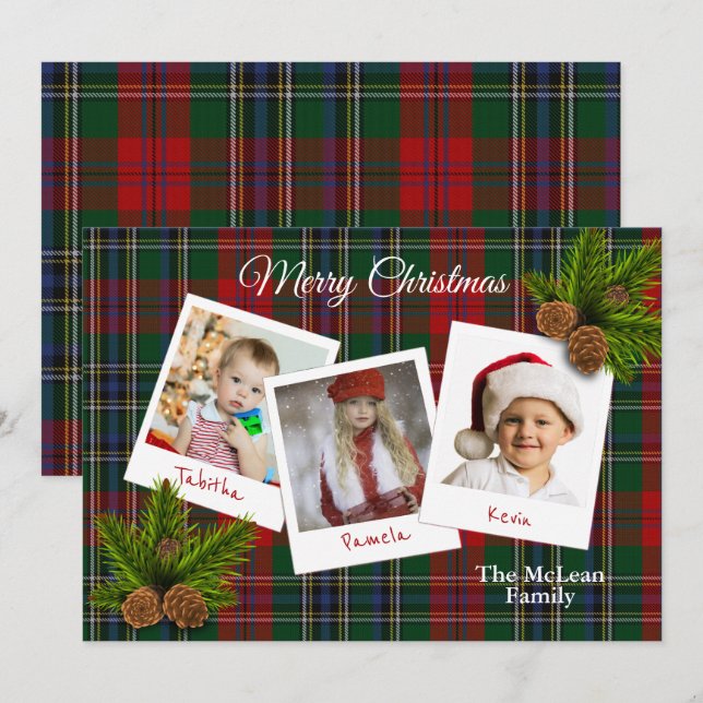 MacLean Clan Plaid Christmas Multi Photo Card (Front/Back)
