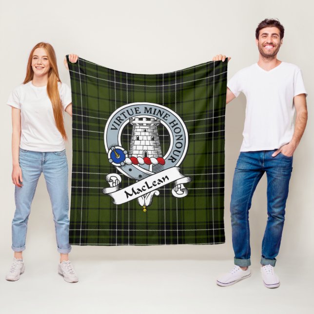MacLean Hunting Clan Badge Tartan Plaid Fleece Blanket (In Situ)