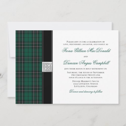 MacLean Modern Hunting Tartan Wedding Invitation