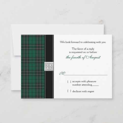 MacLean Modern Hunting Tartan Wedding RSVP Reply