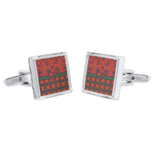 Maclean of Duart Plaid Scottish tartan Silver Cufflinks