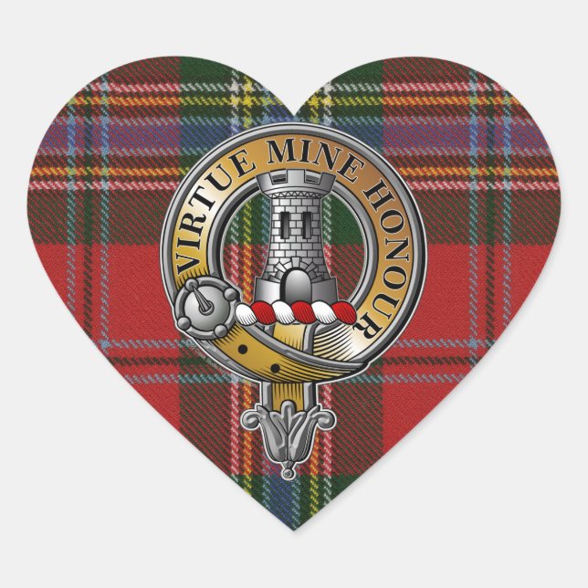 MacLean Tartan & Badge Heart Sticker (Front)