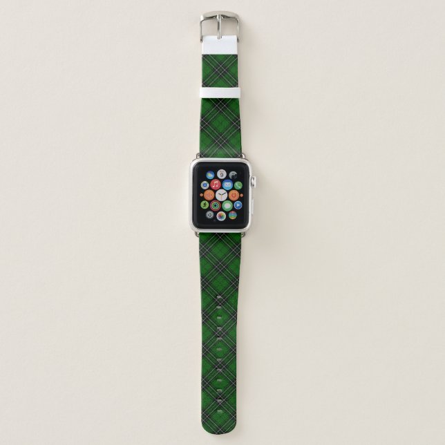 MacLean Tartan Green and Black Plaid Apple Watch Band (Front)