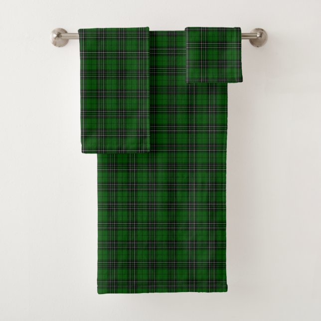 MacLean Tartan Green and Black Plaid Bath Towel Set (Insitu)