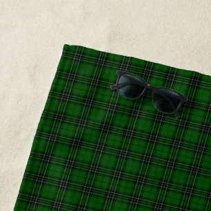MacLean Tartan Green and Black Plaid Beach Towel