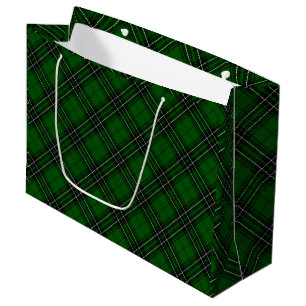 MacLean Tartan Green and Black Plaid Large Gift Bag