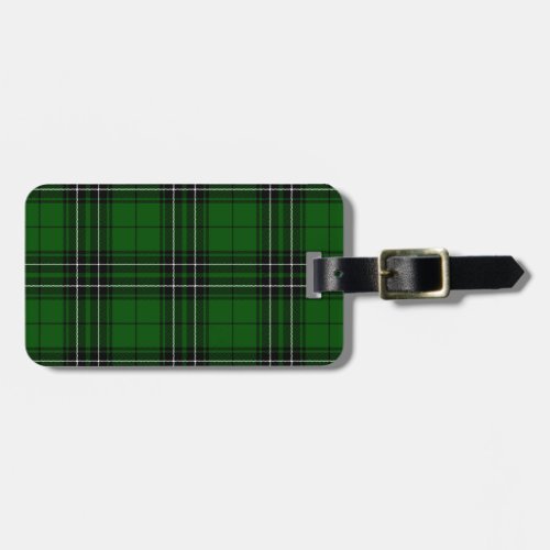 MacLean Tartan Green and Black Plaid Luggage Tag
