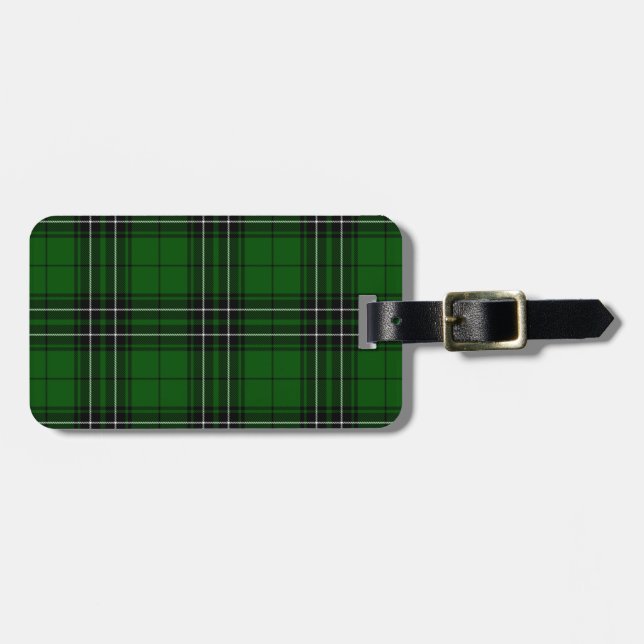 MacLean Tartan Green and Black Plaid Luggage Tag (Front Horizontal)