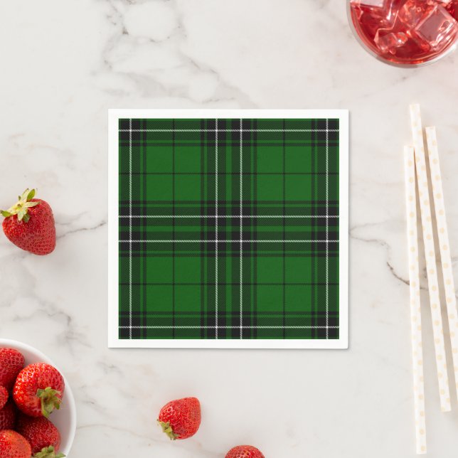 MacLean Tartan Green and Black Plaid Napkins (Insitu)