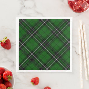 MacLean Tartan Green and Black Plaid Paper Dinner Napkins