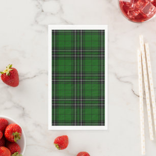 MacLean Tartan Green and Black Plaid Paper Guest Towels