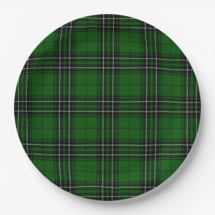 MacLean Tartan Green and Black Plaid Paper Plates