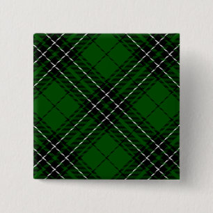 MacLean Tartan Green and Black Plaid Pinback Button