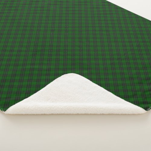 MacLean Tartan Green and Black Plaid Sherpa Blanket