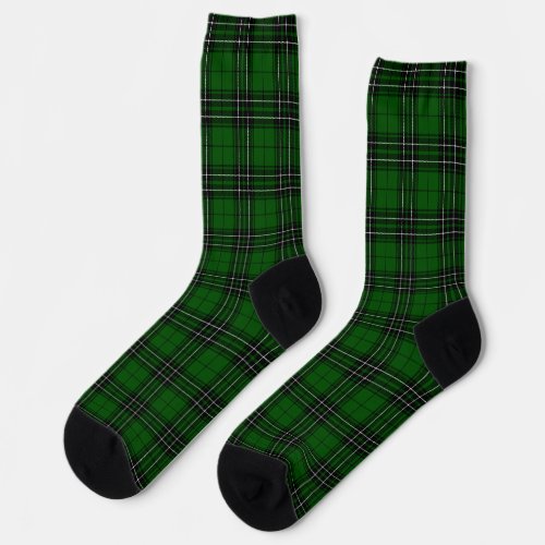 MacLean Tartan Green and Black Plaid Socks