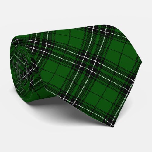 MacLean Tartan Green and Black Plaid Tie