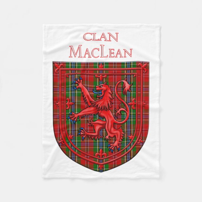 MacLean Tartan Scottish Plaid Lion Rampant Fleece Blanket (Front)