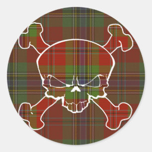 MacLean Tartan Skull No Banner Classic Round Sticker