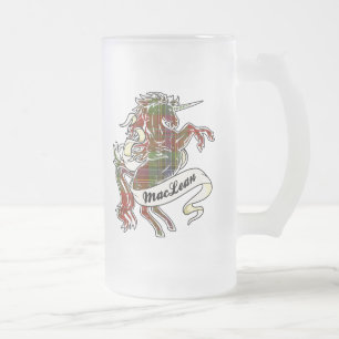 MacLean Tartan Unicorn Frosted Glass Beer Mug