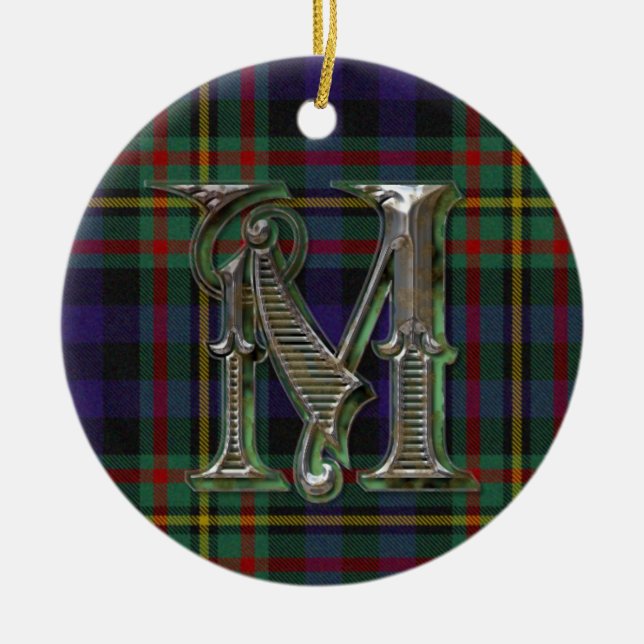 MacLellan Plaid Monogram ornament (Front)
