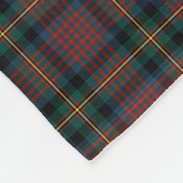 MacLennan Clan Navy Blue and Red Tartan Fleece Blanket (Corner)