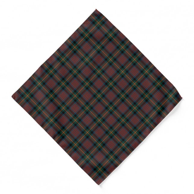 MacLennan Clan Tartan Navy Blue and Red Plaid Bandana (Front)