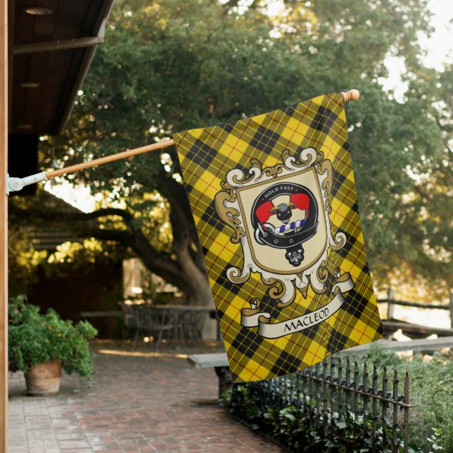 MacLeod Clan Badge & Tartan Personalized  House Flag (In SItu)