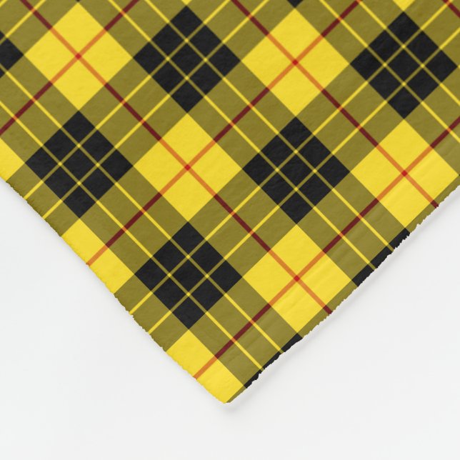 MacLeod Clan Bright Yellow and Black Tartan Fleece Blanket (Corner)