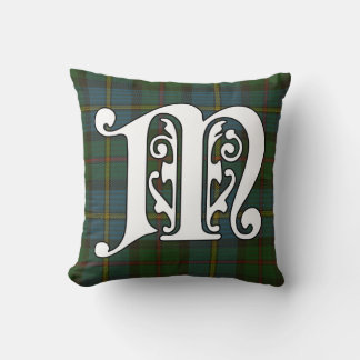 MacLeod Clan Tartan Monogram Throw Pillow