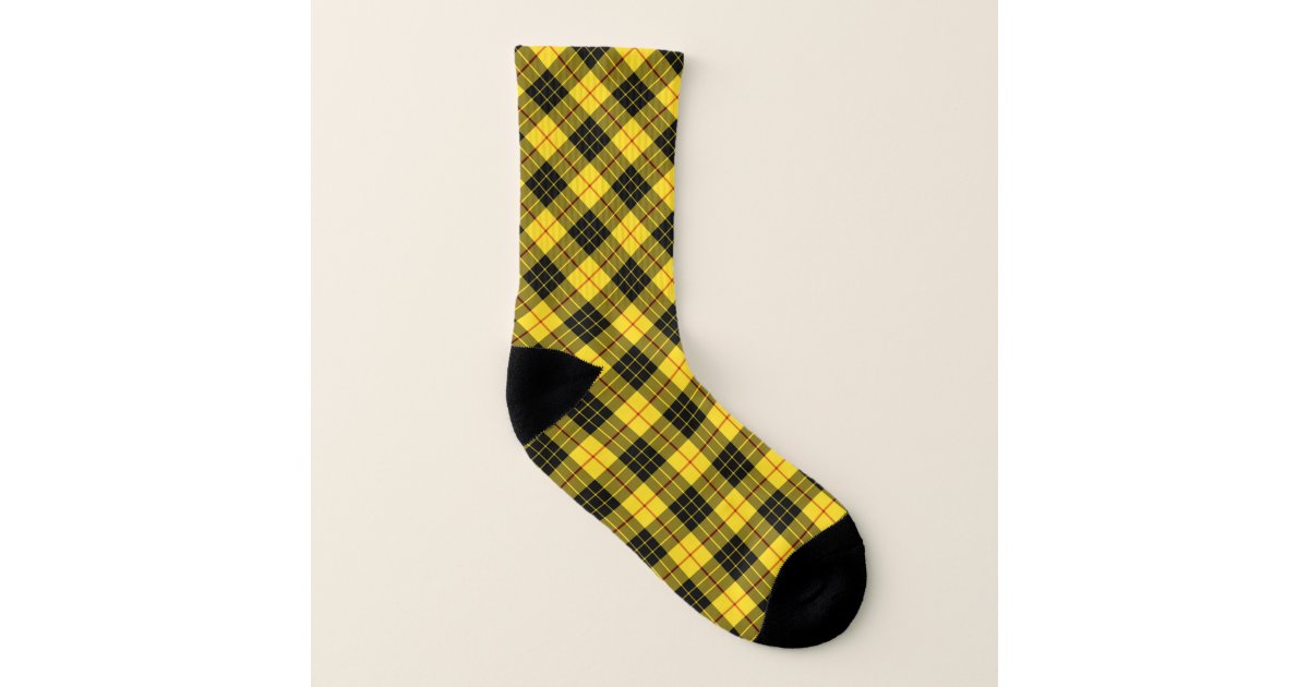 MacLeod Clan Tartan Yellow and Black Plaid Socks | Zazzle