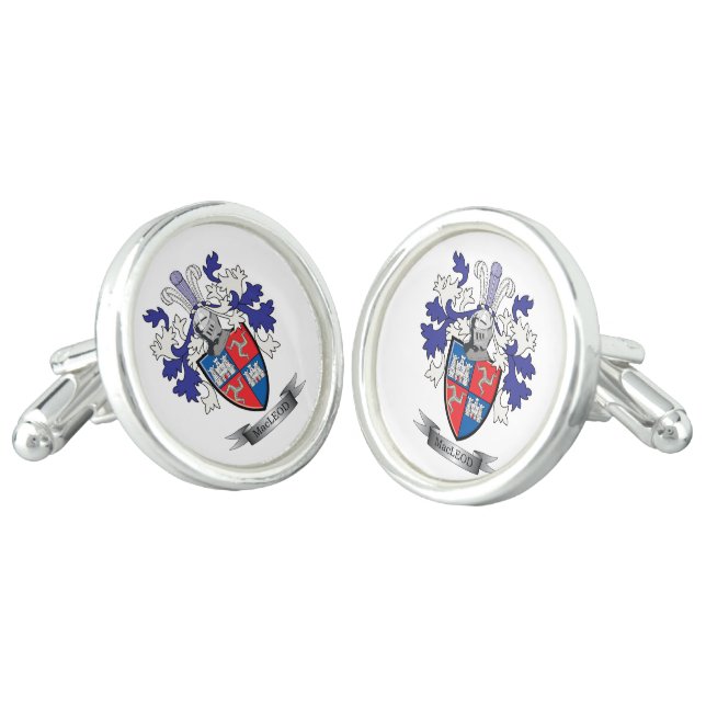 MacLeod Family Crest Coat of Arms Cufflinks (Angled)