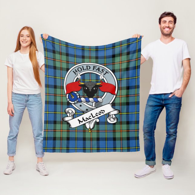 MacLeod Of Harris Ancient Clan Badge Tartan Plaid Fleece Blanket (In Situ)