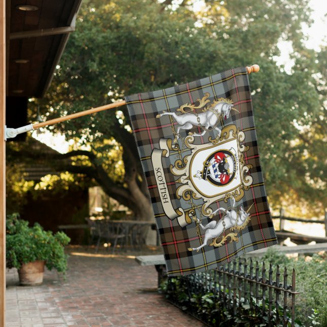 MacLeod Of Harris Weathered Tartan Flag Clan Badge (In SItu)