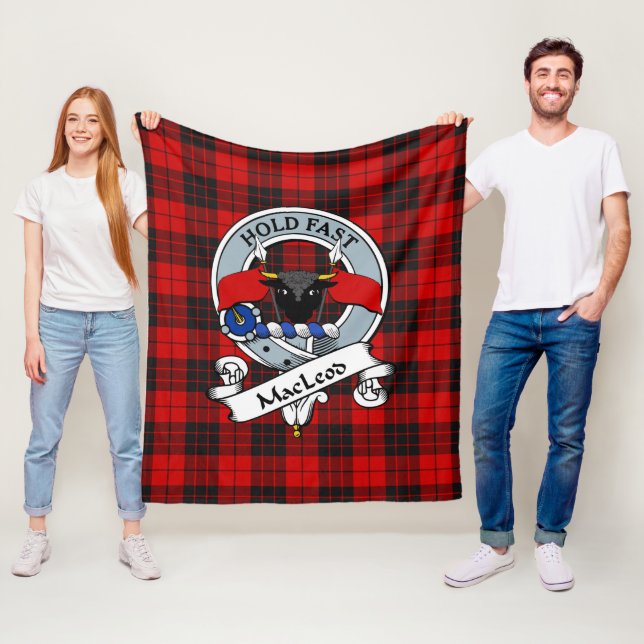 MacLeod Of Raasay Clan Badge Tartan Plaid Fleece Blanket (In Situ)