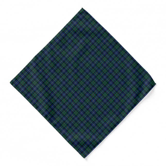 MacLeod of Skye Clan Blue and Green Scottish Plaid Bandana (Front)