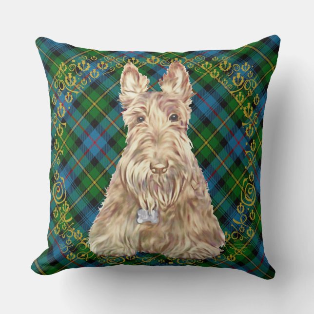 MacLeod of Skye Tartan Scottie Throw Pillow (Front)