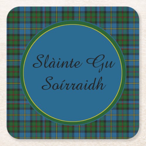 MacLeod Plaid Gaelic Toast Paper Coasters