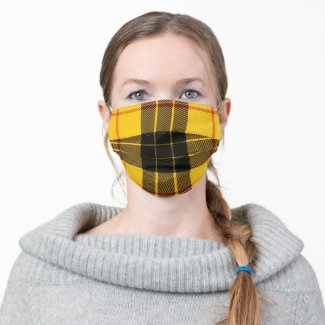 MacLeod Scottish clan black and yellow tartan Adult Cloth Face Mask