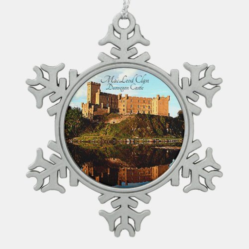 MacLeod Scottish Clans Dunvegan Castle Snowflake Pewter Christmas Ornament