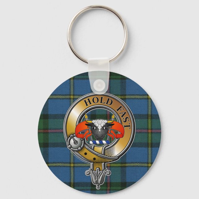 MacLeod Tartan & Badge Keychain (Front)