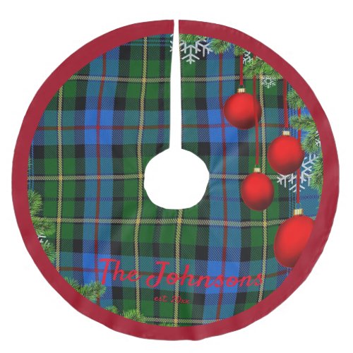 MacLeod Tartan Red Ornaments Name Tree Skirt