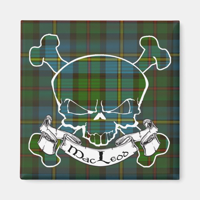 MacLeod Tartan Skull Magnet (Front)